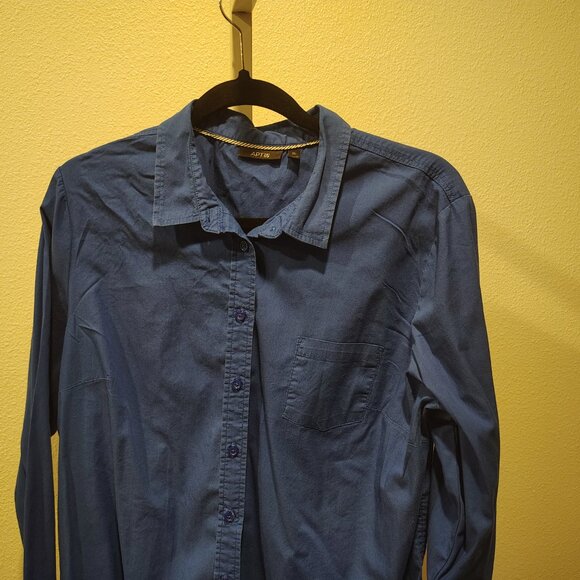 Apt. 9 Women's Button Front Collared Blouse Size XL Blue Solid - Picture 3 of 11